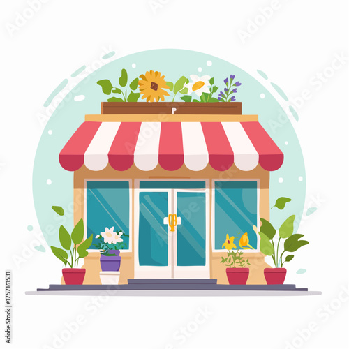 Illustration vectorielle d’un commerce floral et décoratif