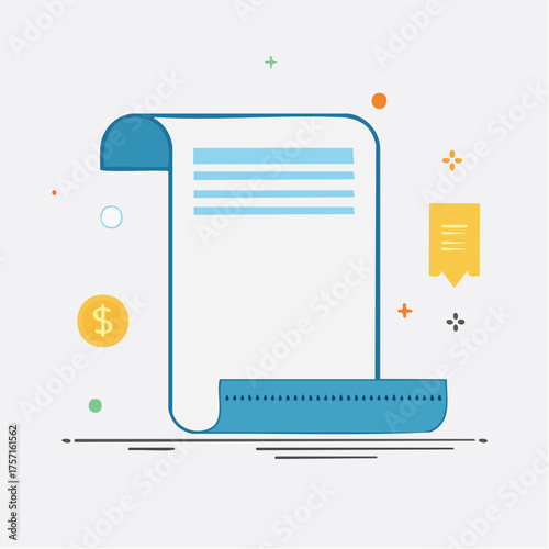 Icône simple de reçu commercial et transaction d’achat