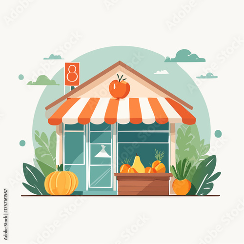 Icône vectorielle d’un commerce bio et de proximité