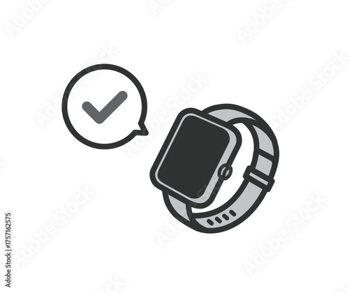 スマートウォッチ　チェックマークのアイコンイラスト
