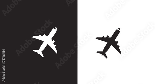 Minimalist Airplane Silhouette Vector Icon for Travel and Aviation