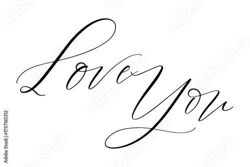 Love You - Love You message text letter word typography hand drawn
