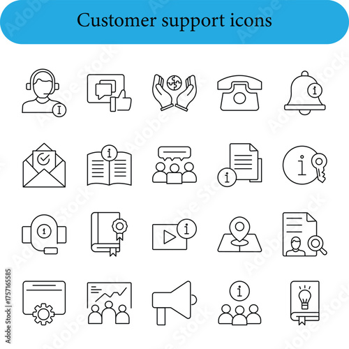 Customer support icons for service and communication.