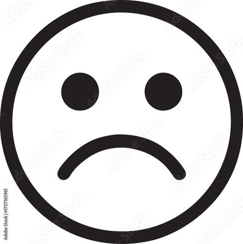 Sad Emoji Face Close Up, Emotional Expression, Digital Art, Rule of Thirds Composition icon logo vector style with white background 