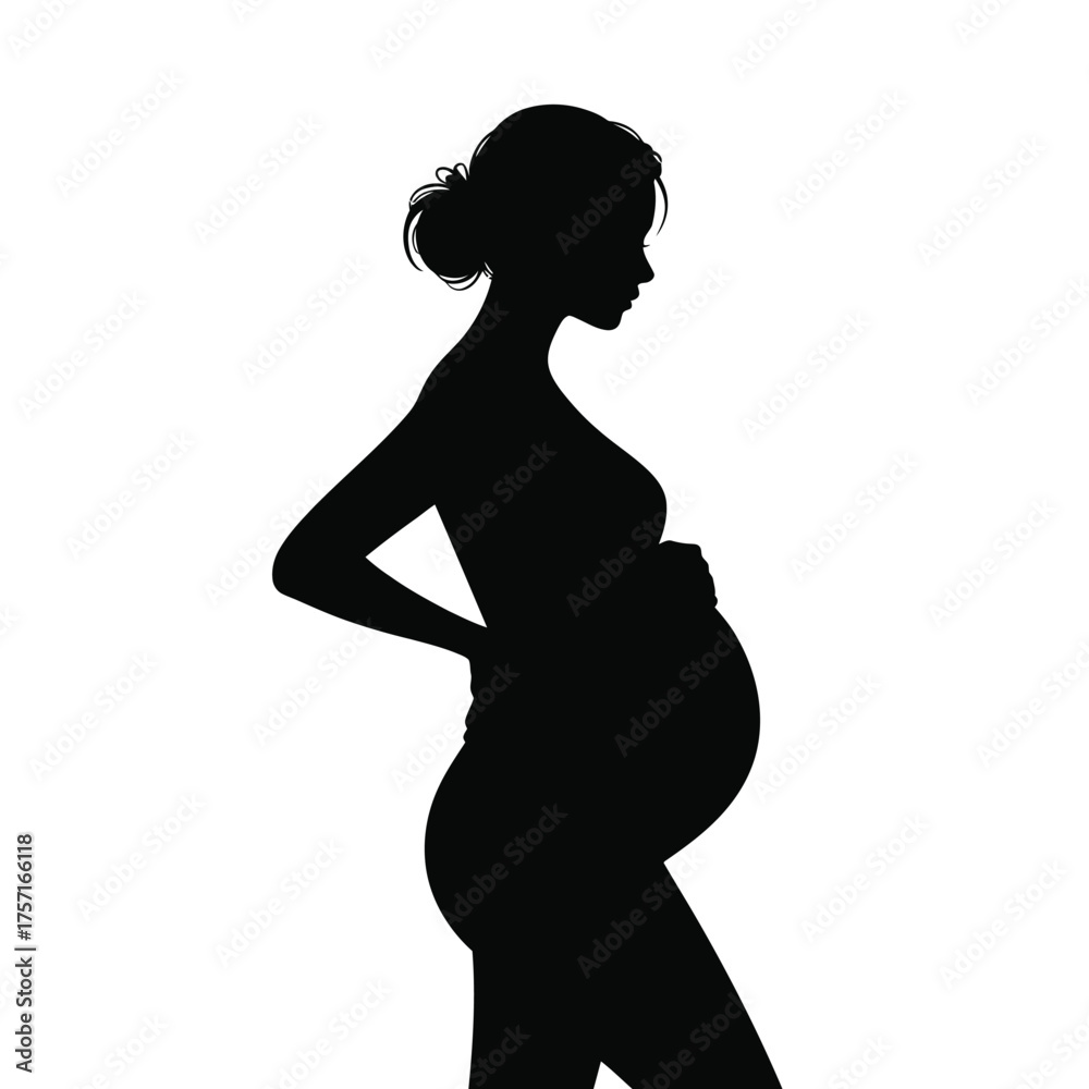 Fototapeta premium Vector silhouette illustration of a pregnant woman elegant maternity graphic design scalable eps silhouette vector illustration white background