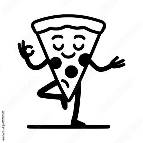 Funny pizza slice doing yoga
