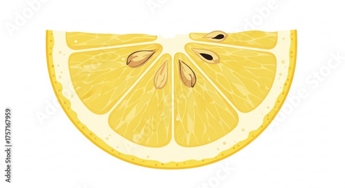 Lemon slice isolated, vector illustration. fresh citrus fruit segment with pulp and seeds, perfect for healthy eating, drink, or food design projects.