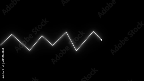 Glowing neon graph lines that are sloping downward.