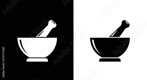 Minimalist Mortar and Pestle Vector Icon Pharmacy and Medical Symbol