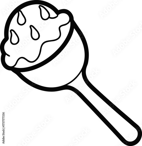 Ice Cream Scoop Outline Utensil Vector