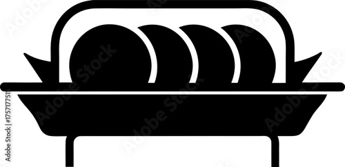 Modern Dish Rack Silhouette Kitchen Organizer Vector
