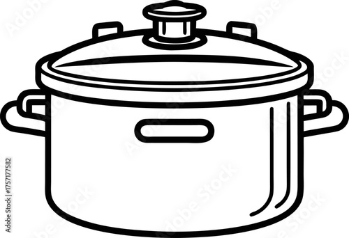Pressure Cooker Outline Kitchen Appliance Vector