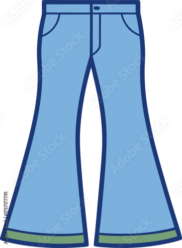 Front View of Flared Jeans with Seam Line Detail