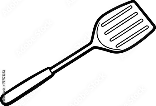 Wooden Spatula Outline Kitchen Utensil Vector