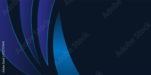 Abstract Blue Gradient Design with Curved Lines on Dark Background.