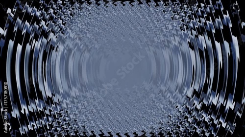 Abstract digital art featuring a dark blue and grey concentric wavy pattern creating a tunnel or vortex effect with a central void.