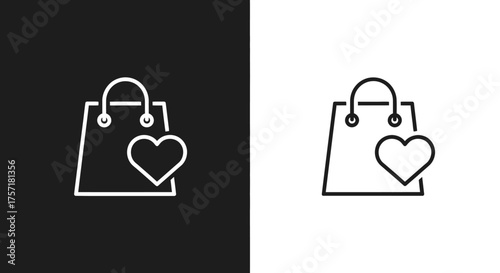Minimalist Shopping Bag and Heart Vector Icon for E-commerce Wishlist and Favorites