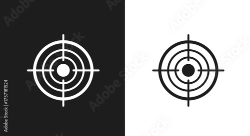 Minimalist target icon set with crosshairs in black and white.