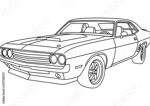 educational printable coloring page of classic sports car, editable iso size vector lineart ready for print