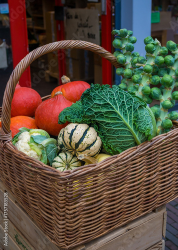 Assorted autumn and winter vegetables on kitchen table, harvesting and self-sufficiency. High quality photo