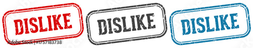 dislike stamp. dislike rectangular stamp set isolated on white background