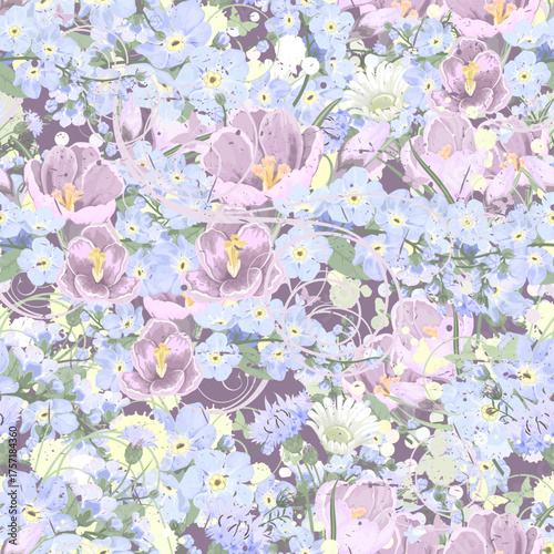 seamless pattern floral grunge background