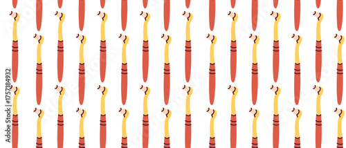 Seamless pattern with single tuft toothbrushes for cleaning braces or implants. Orthodontic hygiene background. Concept of professional dental care and oral health. Vector illustration.