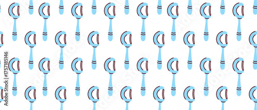 Seamless pattern with blue dental floss picks. Oral hygiene and daily tooth care concept. Background for dentistry or personal care products design. Vector illustration of dental tools.