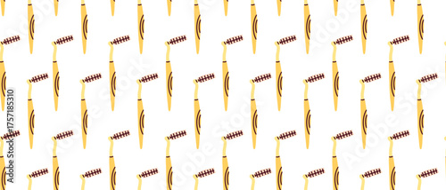 Seamless pattern with bent interdental brushes. Professional tool for cleaning braces and interdental spaces. Oral hygiene and dental care concept. Vector illustration background.