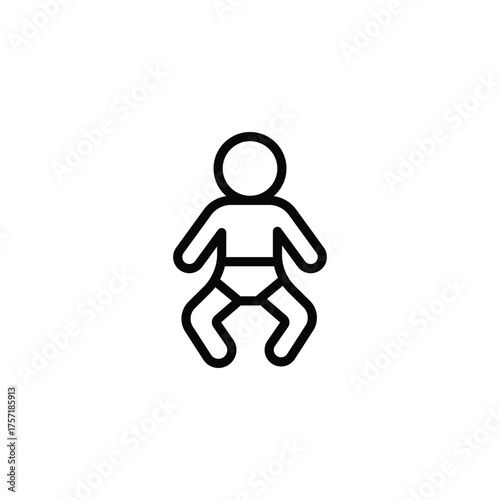 Baby icon, simple flat style vector illustration in black color, isolated on a white background.
