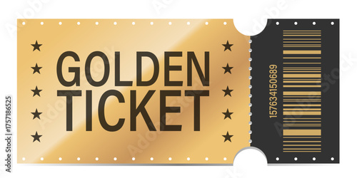 Vintage theatre tickets vector template. Vector golden tickets isolated on whithe backgound.