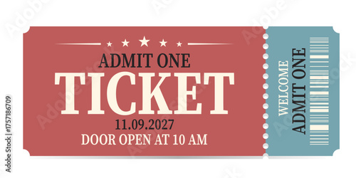 Ticket admit. Admit one ticket icons.