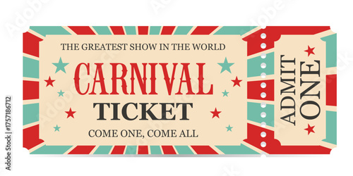Circus ticket. Vector Image. Horizontal circus ticket.