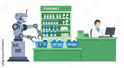 Pharmacy Automation with Robot Assistant and Human Pharmacist Collaboration