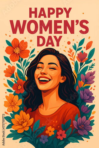 Happy Women's Day – Vibrant Digital Illustration Celebrating Women’s Joy and Empowerment