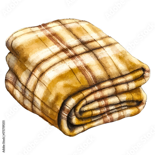 Cozy Plaid Throw Blanket: Watercolor Fall and Winter Clipart
