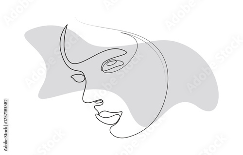 continuous line art drawing girl face vector illustration