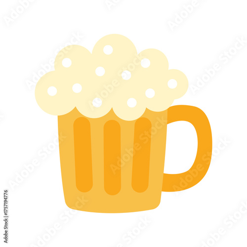 A glass of beer. Isolated white background. Flat style vector illustration