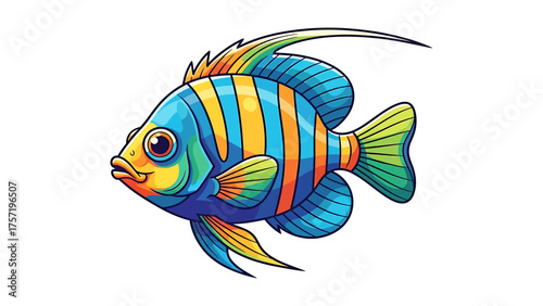 Colorful tropical fish illustration vibrant cartoon vector design isolated on white background for childrens books and educational materials