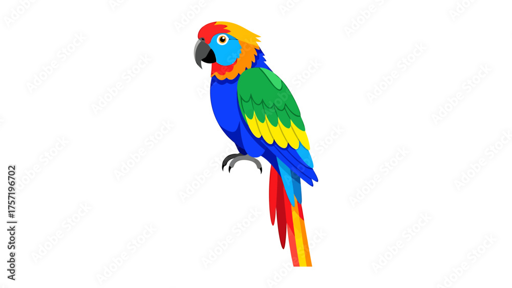 Obraz premium Colorful parrot illustration vibrant tropical bird vector design isolated on white background