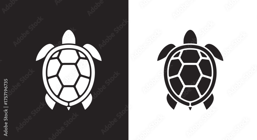 Obraz premium Logo Template of a Minimalist Geometric Turtle Vector Icon in Black and White