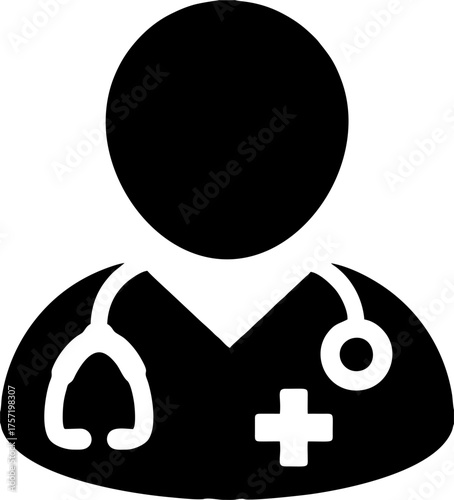 Doctor Professional Icon with Stethoscope and Medical Cross