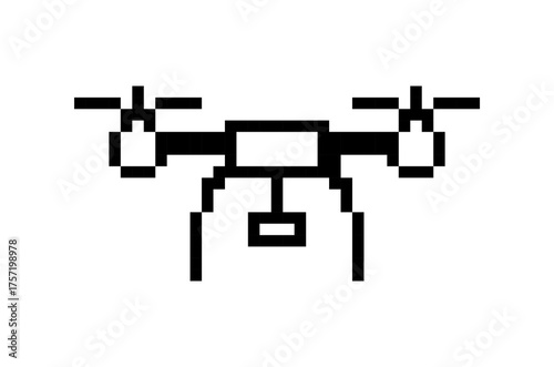 Simplified Pixel Drone Illustration Against a White Background