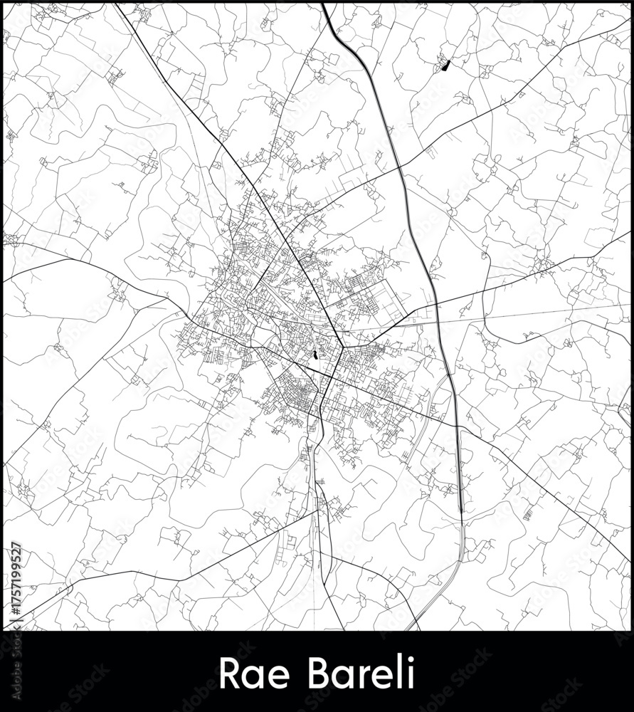 Fototapeta premium Rae Bareli city map, India - Topographic vector map poster