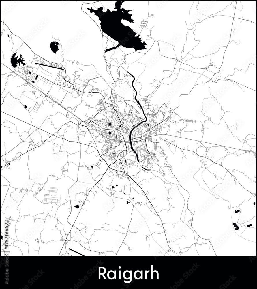 Fototapeta premium Raigarh city map, India - Topographic vector map poster