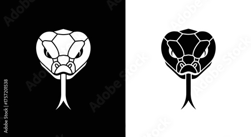 Mascot Vector Icon with a Modern Stylized Snake Head in Black and White