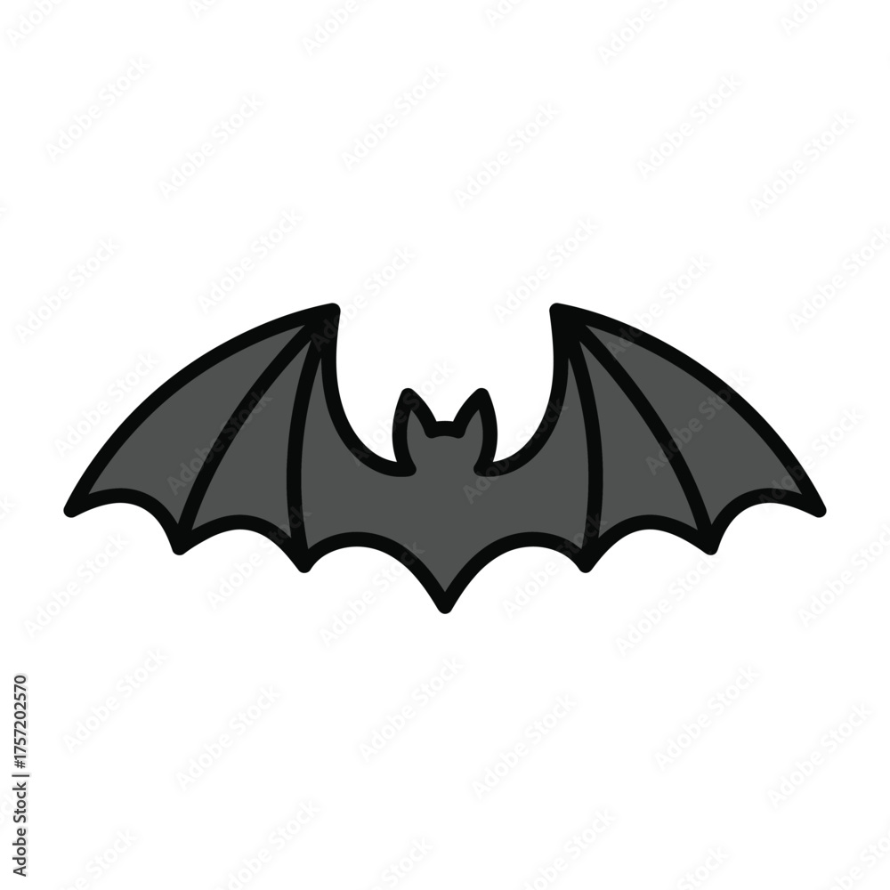 Fototapeta premium Cute Bat Silhouette Icon, Halloween Flying Mammal, Vector Graphic