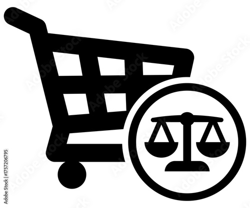 Vector Icon Set: Shopping Cart, Law Scale, and Justice Symbol