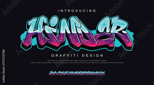 Hinder Colorful graffiti editable text style effect. Vector text effect with paint wall concept.