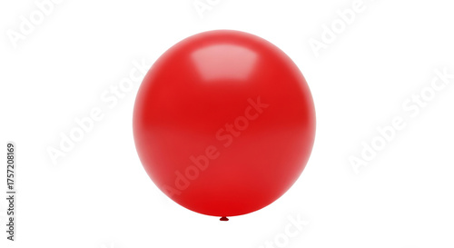 A single red balloon floats against a completely solid background, its surface reflecting light.